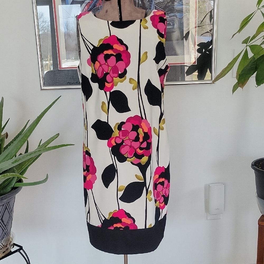 AGB Dress 14 Cream Floral Print